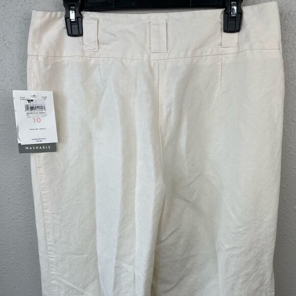 NWT Emma James Off-White Linen Blend Pants Size 10 - Picture 6 of 8